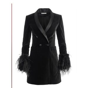 Balmain Black Blazer with Feathered Cuffs